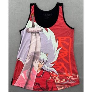 Inuyasha Graphic Tank Top Small Red Black Anime Manga Tessaiga Print Cosplay